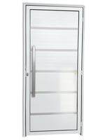 Porta Lambri Vidro e Friso Alumínio Branco Esquerda 210x100x4,6cm Premium