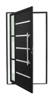 Porta Pivotante e Friso e Visor Alumínio Preto Direita 210x100x4,6cm Miraggio