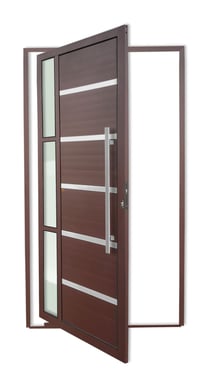 Porta Pivotante e Friso e Visor Alumnio Corten Direita 210x100x4,6cm Miraggio