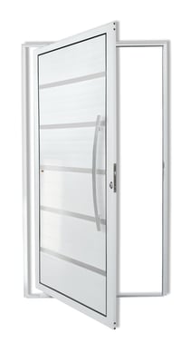 Porta Pivotante e Friso Alumnio Branco Direita 210x100x4,6cm Premium