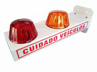 Sinalizador de Garagem com LED e BIP Sonoro 30x1,8x9cm Âmbar e Vermelho