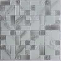 Pastilha de Vidro Gelo Carrara 30x30cm Cinza e Branco Glassline