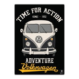 Placa Decorativa de Madeira Time for Action Volkswagen 35x25cm Preto e Branco