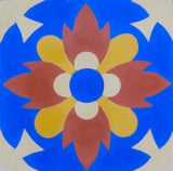 Ladrilho Hidráulico Flor Vermelho e Azul 20x20cm