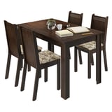 Conjunto de Jantar Rosie 76x136x74cm Mesa e 4 Cadeiras MDP e MDF Tabaco e Lírio Bege