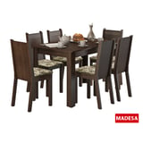 Conjunto de Jantar Maris 76x136x74cm Mesa e 6 Cadeiras MDP e MDF Tabaco e Lírio Bege