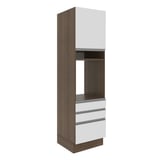 Armário Torre para Forno 1 Porta 3 Gavetas G26655 Glamy 225x60x51cm Rustic e Branco