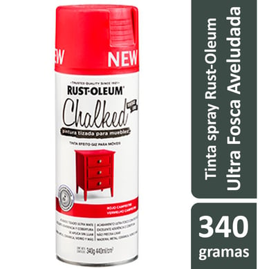 Tinta Spray Chalked 340G Efeito Giz/Aveludado Ultra Fosco Vermelho Campestre Rust-Oleum