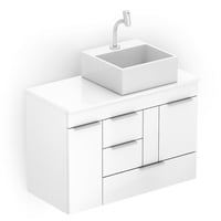 Gabinete para Banheiro Basic com Gaveta, Porta e Cuba Q6 80x38cm Branco