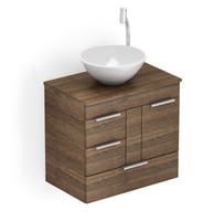 Gabinete para Banheiro Basic com Gaveta, Porta e Cuba R1 60x38cm Wengue