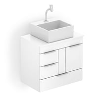 Gabinete para Banheiro Basic com Gaveta, Porta e Cuba Q6 60x38cm Branco