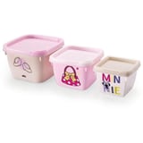 Conjunto de 3 Potes Conect Quadrado Minnie Baby