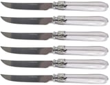 Conjunto 6 Facas para Churrasco de Aço Inox com Cabo de Plástico Destiny Transparente 23cm Lyor