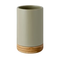 Porta Objetos de Banheiro em Cerâmica e Bambu Cinza Just Home Collection