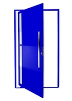 Porta Pivotante e Visor Alumínio Azul Direita 210x100x4,6cm Visione