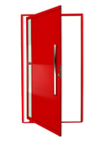 Porta Pivotante e Visor Alumínio Vermelho Direita 210x100x4,6cm Visione