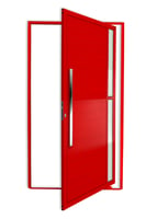Porta Pivotante e Visor Alumínio Vermelho Esquerda 210x100x4,6cm Visione