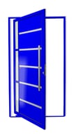 Porta Pivotante e Friso e Visor Alumínio Azul Direita 210x100x4,6cm Miraggio