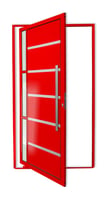 Porta Pivotante e Friso e Visor Alumínio Vermelho Direita 210x100x4,6cm Miraggio