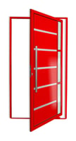 Porta Pivotante e Friso e Visor Alumínio Vermelho Esquerda 210x100x4,6cm Miraggio