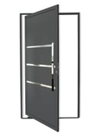 Porta Pivotante e Friso Alumínio Cinza Direita 210x100x4,6cm Evolution