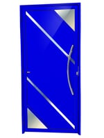 Porta Lambri Vidro e Friso Alumínio Azul Direita 210x100x4,6cm Oasis