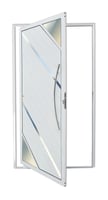 Porta Pivotante Vidro e Friso Alumínio Branco Direita 210x100x4,6cm Oasis