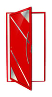 Porta Pivotante Vidro e Friso Alumínio Vermelho Direita 210x100x4,6cm Oasis