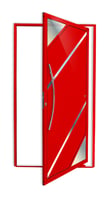 Porta Pivotante Vidro e Friso Alumínio Vermelho Esquerda 210x100x4,6cm Oasis