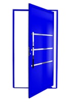 Porta Pivotante e Friso Alumínio Azul Esquerda 210x120x4,6cm Evolution