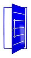 Porta Pivotante e Friso Alumínio Azul Esquerda 210x120x4,6cm Premium