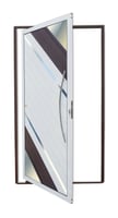 Porta Pivotante Vidro e Friso Alumínio Mix Corten Direita 210x100x4,6cm Oasis