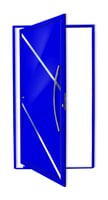 Porta Pivotante e Friso Alumínio Azul Direita 210x120x4,6cm Duna