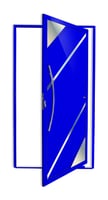Porta Pivotante Vidro e Friso Alumínio Azul Esquerda 210x120x4,6cm Oasis