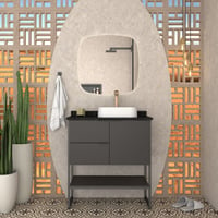 Gabinete de Banheiro em Madeira Nilo Preto com Granito Cozimax