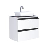 Gabinete de Banheiro em Aço Gaia 60 Branco Puxador Preto 50x61x57cm Cozimax