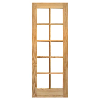 Puerta Pino 2 Paneles 10 Vidrios con Vidrio