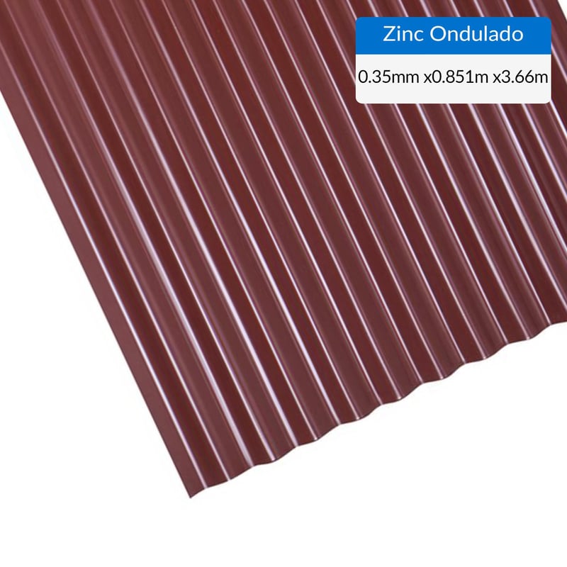 BOLKOW - Plancha zinc acanalada prepintada roja 85,1X3,66 cm