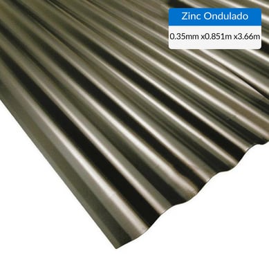 0.35 x 851 x 3660 mm, Plancha zinc acanalada prepintada verde