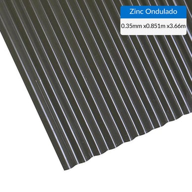 0.35 x 851 x 3660 mm, Plancha zinc acanalada prepintada negra