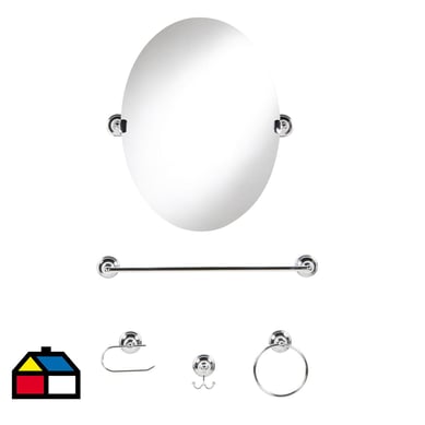 Kit de accesorios murales + espejo satinado 5 piezas