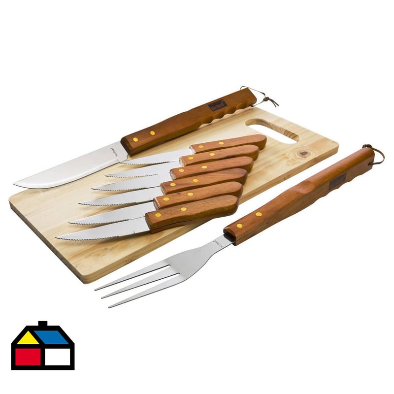 MR BEEF - Kit de herramientas para asado 8 piezas con tabla