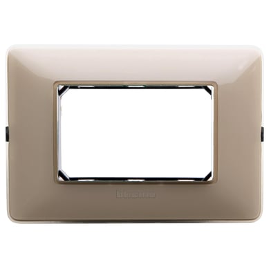 Placa 3 mdulos con soporte Marfil
