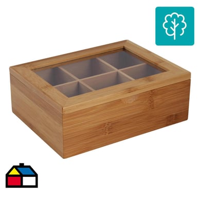 Caja porta Te bamb, 6 divisiones