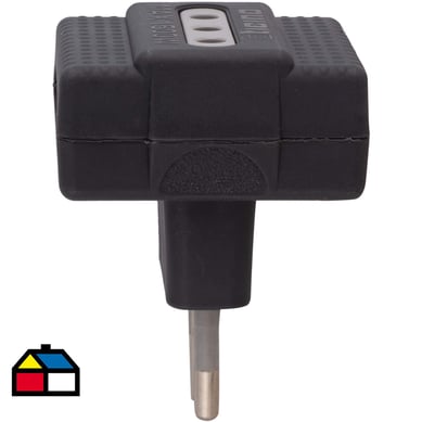 Adaptador triple 2p+t 10 A gris