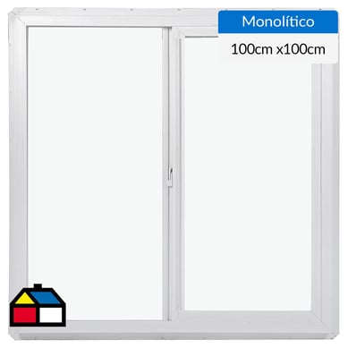 Ventana PVC 100x100 cm monoltico blanco corredera