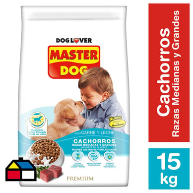 Alimento para perro cachorro mediano/grande 15kg carne/leche