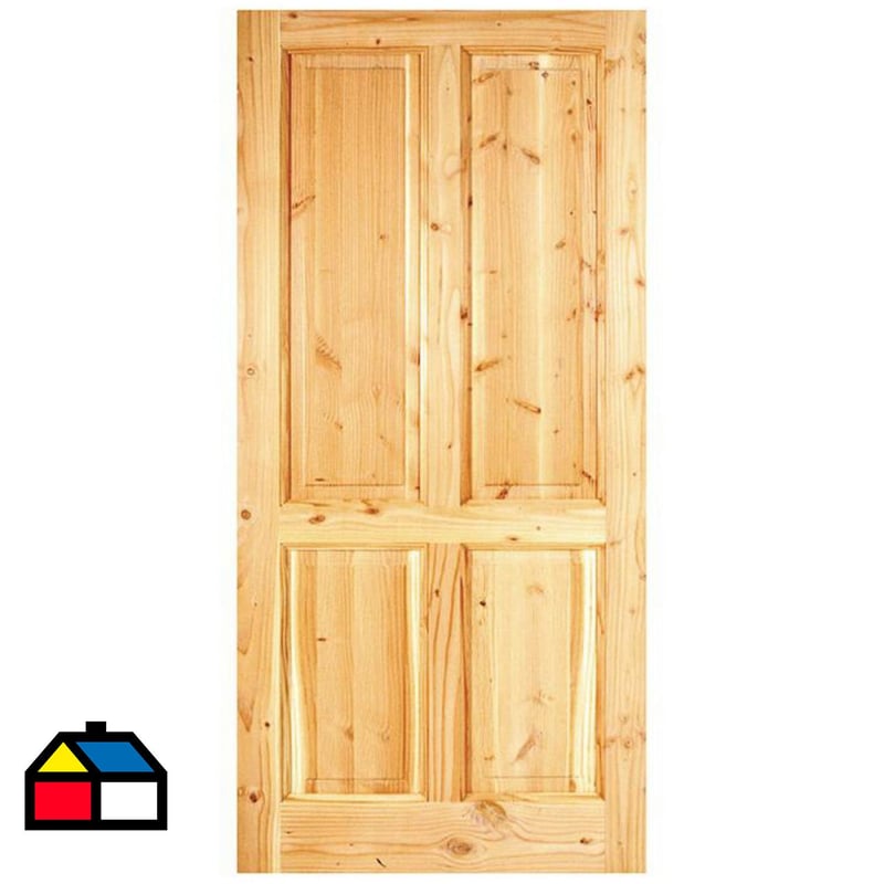 HOLZTEK - Puerta Rupanco Pino Oregon 80x220x4,5 Sólido/ Natural.