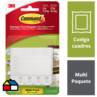 Tiras para Colgar Cuadros Command Multipack Blancas 14 pares