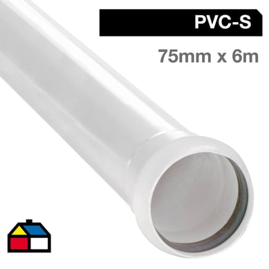 Tubo PVC sanitario blanco con goma 75 mm 6m